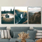 3pcs Bison & Scenic Waterfalls, Yosemite Grand Metal Print Ready to Hang Art