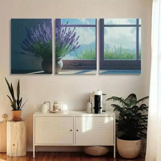 3pcs Lavender Plant Metal Print Ready to Hang Art