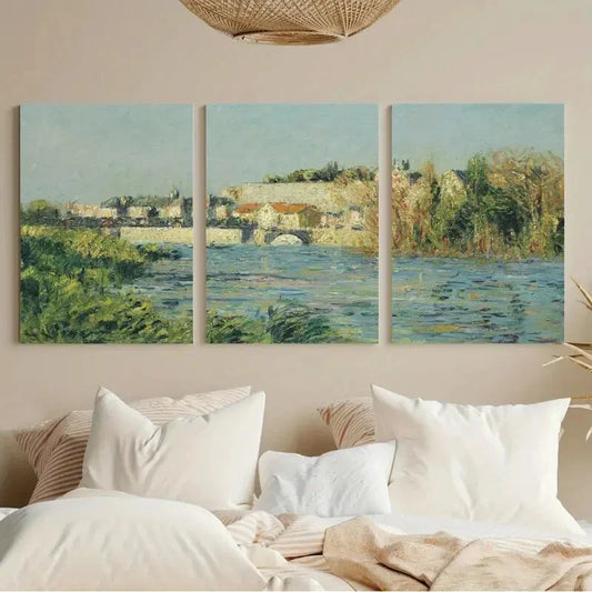 3pcs Serene River & Autumn Trees Metal Print Ready to Hang Art