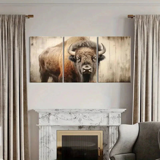 3pcs Rustic, Wildlife, Vintage Cattle Metal Print Ready to Hang Art