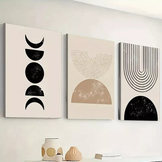 3pcs Modern Geometric Abstract Stripes Pattern  Wall Art Set Canvas Framed 40x60cm - High Quality Print 100% Australian Made Wall Canvas Ready to Hang
