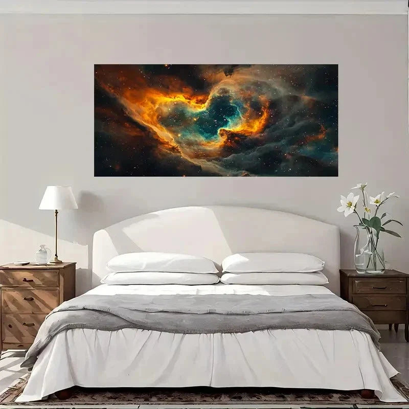 Cosmic Space Cloud Galaxy Wall Art Canvas Office Home Room Framed 80x45cm