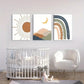 3pcs Sun, Rainbow, and Moon Nursery Metal Print Ready to Hang Art