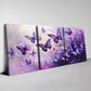 3pcs Beautiful Purple and Pink Butterfly Wall Art Set Canvas Framed  40x60cm - High Quality Print 100% Australian Made Wall Canvas Ready to Hang