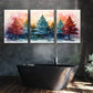 3pcs Christmas Tree Blue & Red Yellow Metal Print Ready to Hang Art