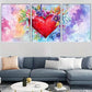 3pcs Vibrant Abstract Floral Heart Canvas Wall Art Set Canvas Framed 40x60cm - High Quality Print 100% Australian Made Wall Canvas Ready to Hang