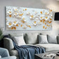 Botanic Gold White Flowers wall canvas office home room framed 120x60cm