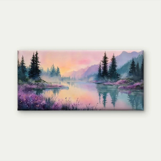 Pastel Serene Nature Scenery Wall Art Canvas Office Home Room Framed 80x45cm