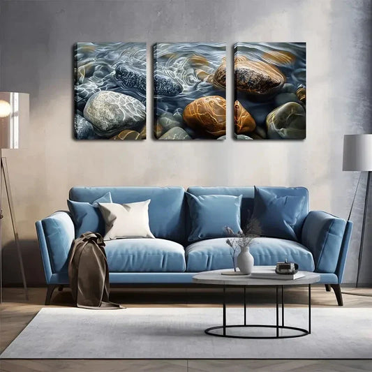 3pcs  Art Deco Coastal Canvas   Wall Art Set Canvas Framed 40x60cm - High Quality Print 100% Australian Made Wall Canvas Ready to Hang