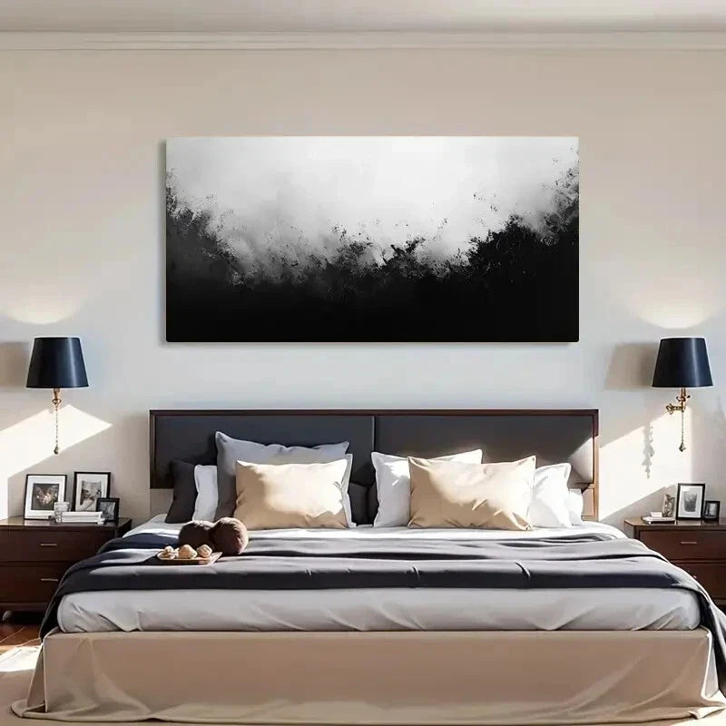 Black and White Grayscale Wall Art Canvas Office Home Room Framed 120x60cm
