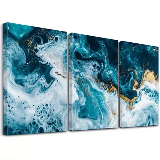3pcs Swirls Abstract Aesthetic Decorative Wall Art Set Canvas Framed 40x60cm - High Quality Print 100% Australian Made Wall Canvas Ready to Hang