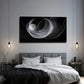 White Line Swirls In Black Back Wall Art Canvas Office Home Room Framed 80x45cm