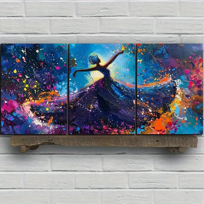 3pcs Abstract Dancer Colorful Metal Print Ready to Hang Art