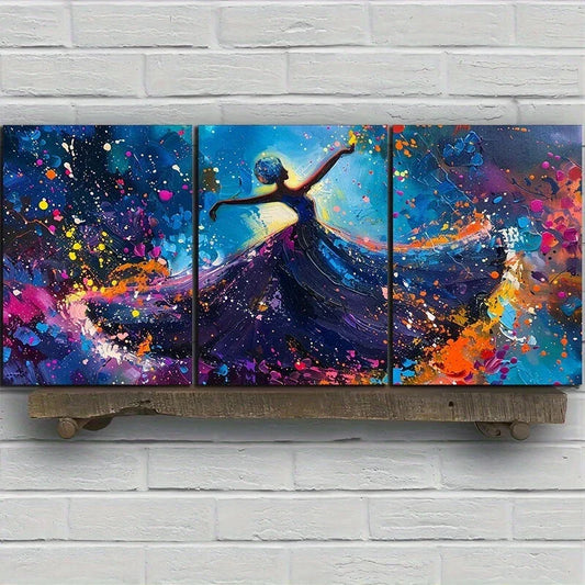 3pcs Abstract Dancer Colorful Metal Print Ready to Hang Art