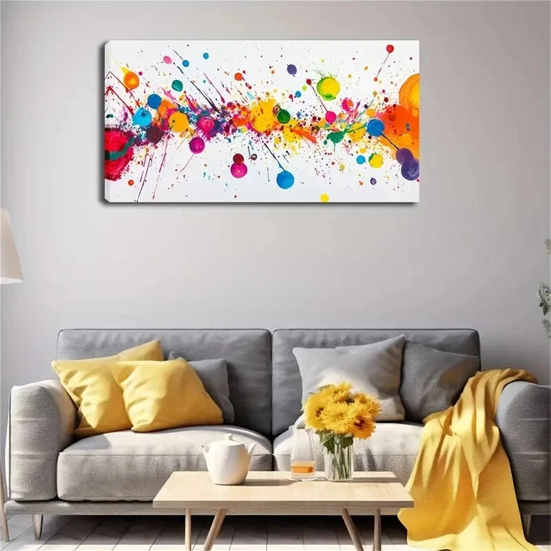 Splashed With Vibrant Colors Wall Art Canvas Office Home Room Framed 120x60cm
