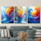3pcs Colorful painting, paint splash mural, Metal Print Ready to Hang Art