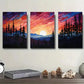 3pcs Vibrant Sunset Forest Canvas Triptych Metal Print Ready to Hang Art