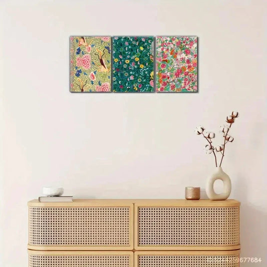 3pcs Feast Peonies Chrysanthemums Floral Metal Print Ready to Hang Art