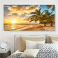 Tropical Beach Sunset With Palm Wall Art Canvas Office Home Room Framed 120x60cm