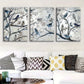 3pcs Serene Branch Bird Illustrations Metal Print Ready to Hang Art