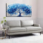 Vibrant Blue Tree with Falling Wall Art canvas office home room framed 120x60cm