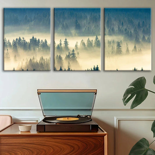 3pcs Vast Nordic Misty Forest Metal Print Ready to Hang Art
