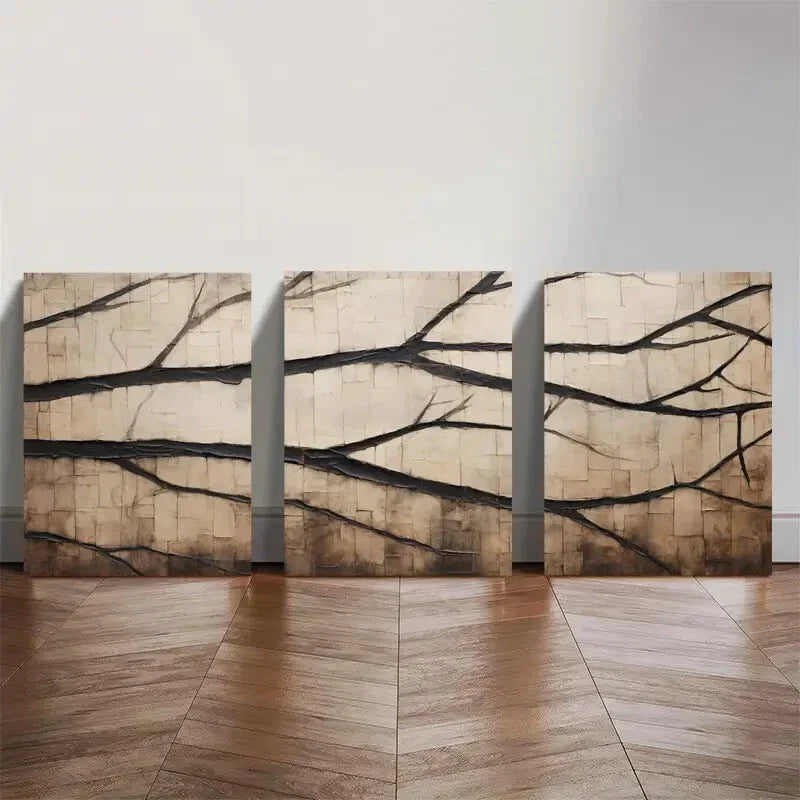 3pcs Modern Rustic Tree Branch Wall Art Set Canvas Framed 40x60cm - High Quality Print 100% Australian Made Wall Canvas Ready to Hang