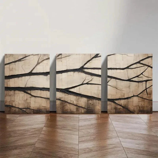 3pcs Modern Rustic Tree Branch Wall Art Set Canvas Framed 40x60cm - High Quality Print 100% Australian Made Wall Canvas Ready to Hang