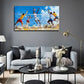 Beach Volleyball Perfect Wall Art Canvas Office Home Room Framed 80x45cm