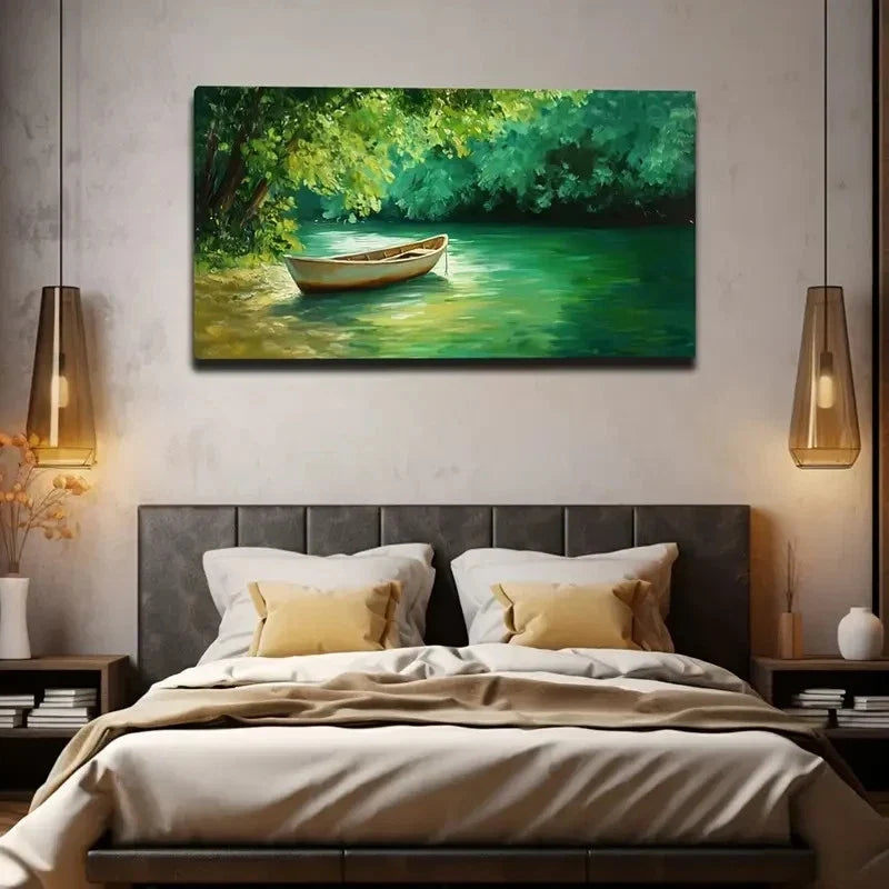 Featuring A Yellowing Boat Wall Art Canvas Office Home Room Framed 80x45cm