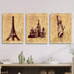 3pcs vintage Eiffel Tower, Saint Basil's Cathedral Metal Print Ready to Hang Art
