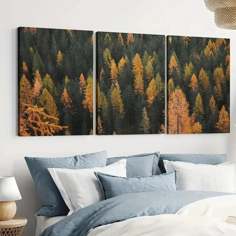 3pcs Autumn Pine Forest Colorado Scenery Wall Art Set Canvas Framed 40x60cm - High Quality Print 100% Australian Made Wall Canvas Ready to Hang