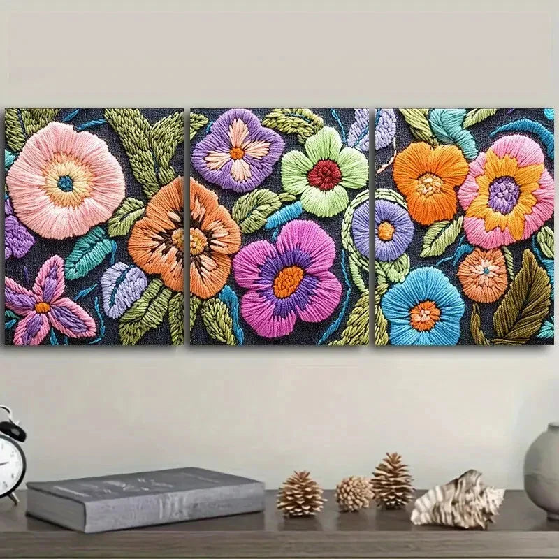 3pcs Abstract flower patterns  Wall Art Set Canvas Framed 40x60cm - High Quality Print 100% Australian Made Wall Canvas Ready to Hang