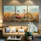 3pcs Vibrant  Bicycle in Meadow Design Metal Print Ready to Hang Art