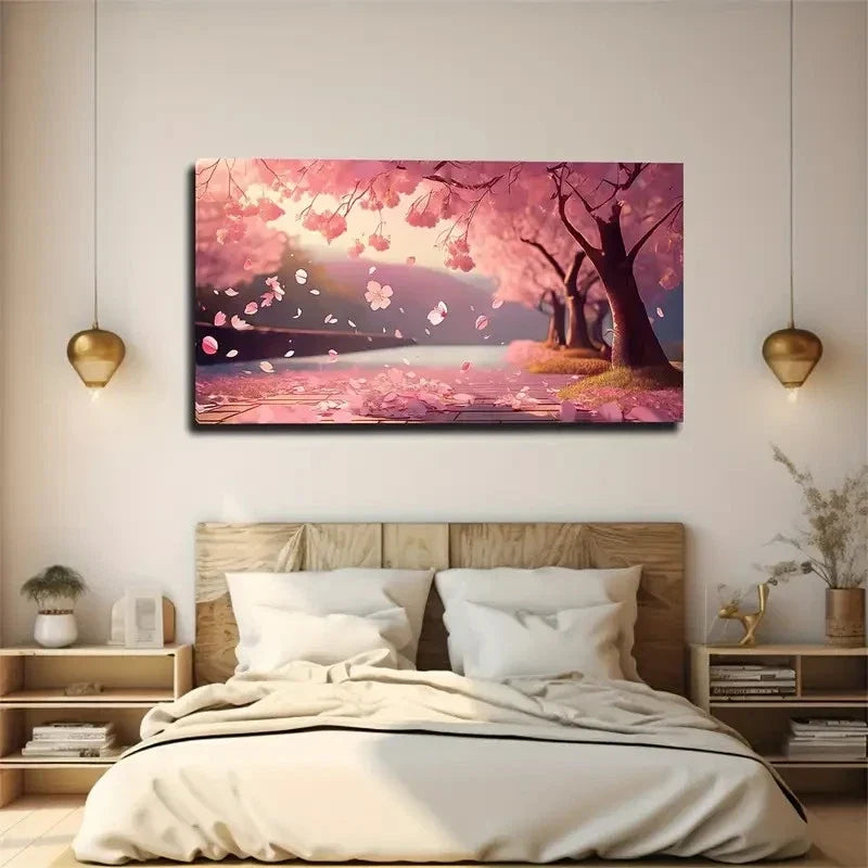Autumn Falling Leaves Wall Art Canvas Office Home Room Framed 80x45cm