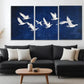 3pcs Elegant White Birds in Flight Perfect Wall Art Set Canvas Framed 40x60cm - High Quality Print 100% Australian Made Wall Canvas Ready to Hang