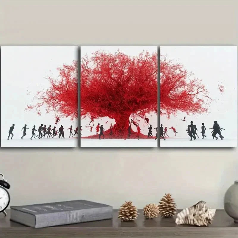 3pcs  Mangroves and people Art Painting Metal Print Ready to Hang Art