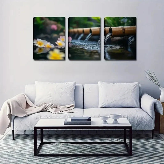 3pcs Quiet Natural Scene Elegant Style Wall Art Set Canvas Framed 40x60cm - High Quality Print 100% Australian Made Wall Canvas Ready to Hang