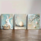 3pcs Bunny & Egg Prints, Oil Painting Metal Print Ready to Hang Art
