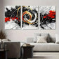 3pcs Modern Abstract Black, Red, and Golden Metal Print Ready to Hang Art