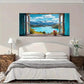 Serene Lake View Vibrant Wall Art Canvas Office Home Room Framed 80x45cm