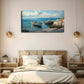 Small White Boat Moored Wall Art Canvas Office Home Room Framed 120x60cm