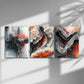 3pcs Rock Texture Gray &amp; Orange Metal Print Ready to Hang Art