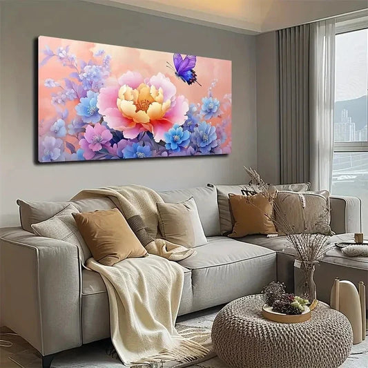 Colorful Small Flowers Wall Art canvas office home room framed 120x60cm