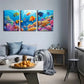 3pcs Colorful Fish of the Sea  Wall Art Set Canvas Framed 40x60cm - High Quality Print 100% Australian Made Wall Canvas Ready to Hang