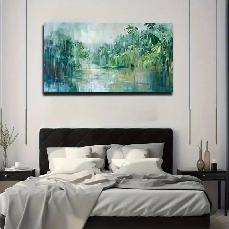Vibrant Tropical Rainforest Wall Art Canvas Office Home Room Framed 120x60cm