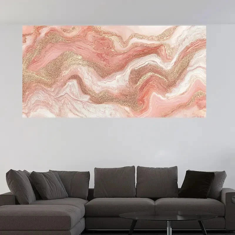 Pink Marble Pattern Décor Wall Art Canvas Office Home Room Framed 120x60cm