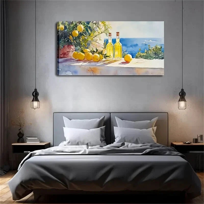 Two Bottles Of Lemonade Placed Wall Art Canvas Office Home Room Framed 120x60cm