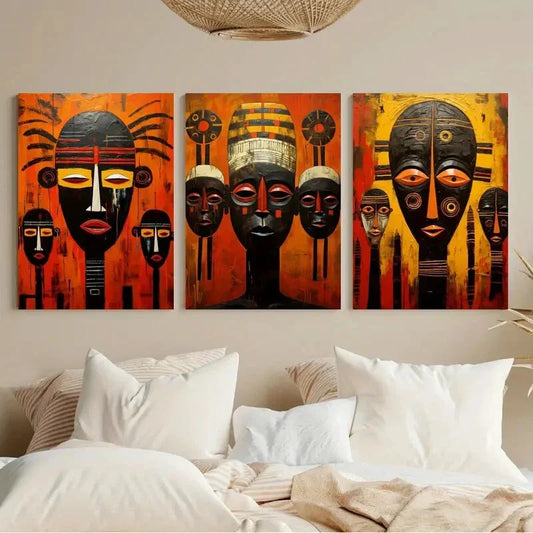 3pcs Abstract African Tribal Abstract Metal Print Ready to Hang Art