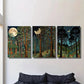 3pcs Moonlit Forest Landscape, Art, Metal Print Ready to Hang Art